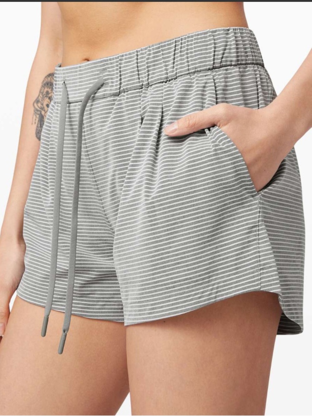 Lululemon Stroll at Sundown Short 3" Hype Stripe Raceway Grey White